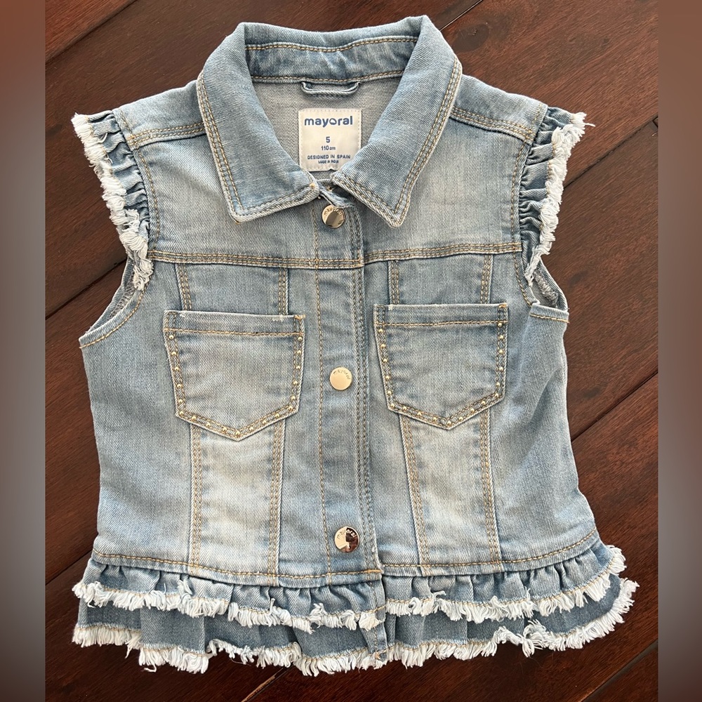 NWOT Mayoral Jean / Denim Studded Vest - Size 5